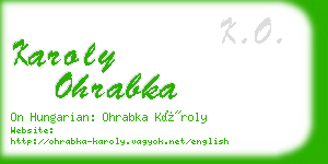 karoly ohrabka business card